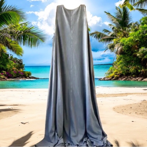 Zara Green T-shirt Tunic Sleeveless Swing Dress Knit Midi Pockets - Picture 1 of 16